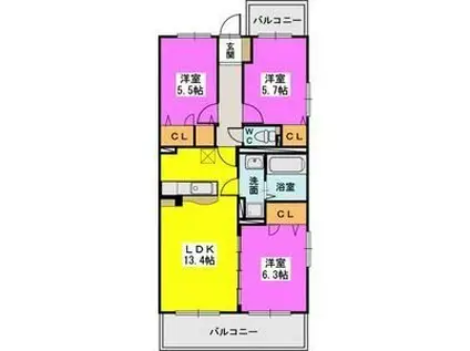アルタマール(3LDK/3階)の間取り写真