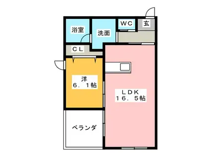 CURMSI(1LDK/1階)の間取り写真