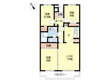 サニークレスト港南(3LDK/5階)の間取り写真