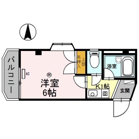 スカイビュー(1K/5階)の間取り写真