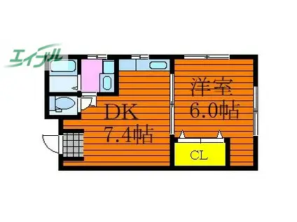 シャルム並木(1DK/3階)の間取り写真