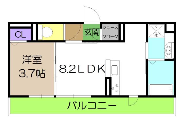 ホワイト ヒル(1LDK/3階)の間取り写真