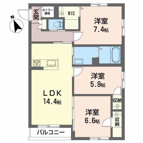 カーサレジオ千秋(3LDK/2階)の間取り写真