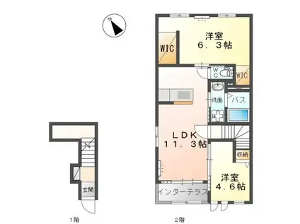 ベル ヴィル(2LDK/2階)の間取り写真