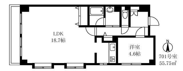 東大井シティハウス(1LDK/7階)の間取り写真