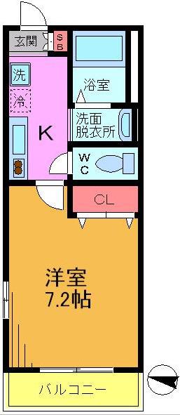 ラフィネコピーヌ(1K/2階)の間取り写真