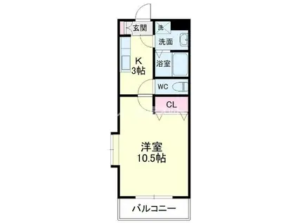 プロバンス半田山(1K/1階)の間取り写真