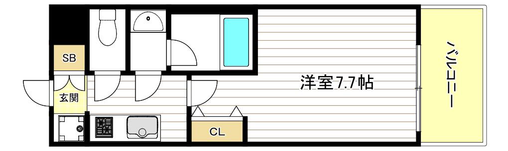 インプループ四天王寺(1K/4階)の間取り写真