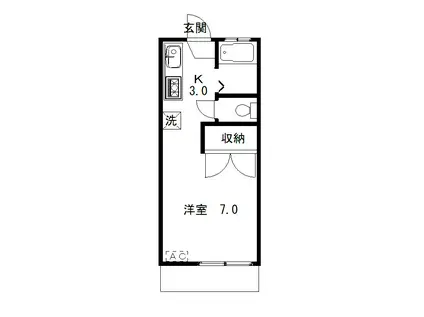 エルタマアルパイン(1K/2階)の間取り写真