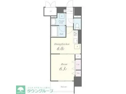 エスカルコート(1DK/8階)の間取り写真