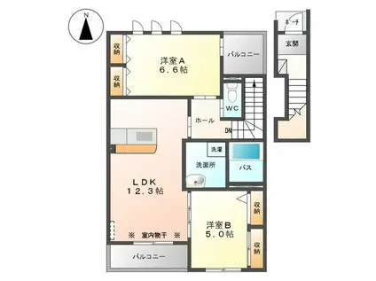 プチボヌール 2LDK(2LDK/2階)の間取り写真