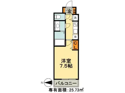 メゾン・ド・ヴィレ千葉中央(1K/13階)の間取り写真