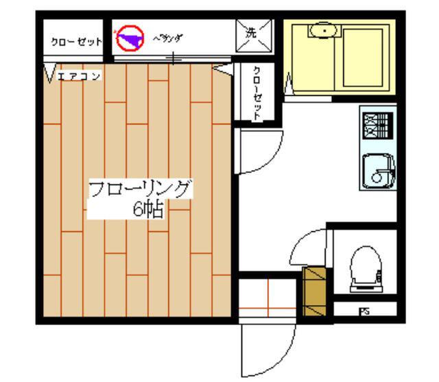 東京メトロ有楽町線 千川駅 徒歩5分 2階建 築29年(1K/2階)の間取り写真