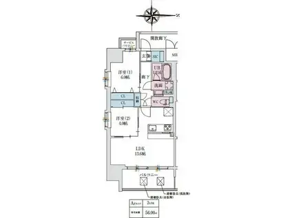 スプランディッドあびこ駅前(2LDK/9階)の間取り写真