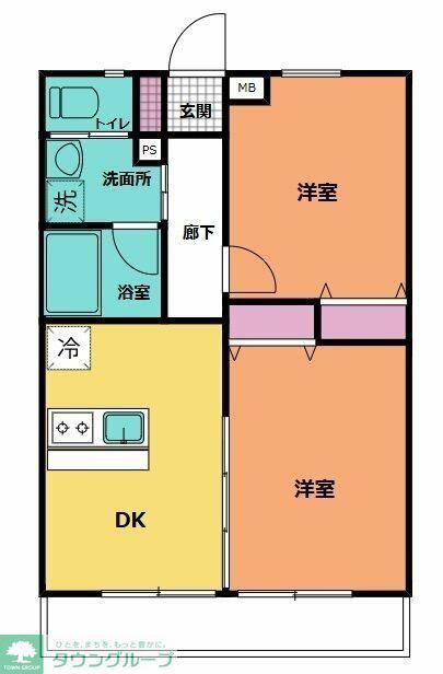 アステリア(2DK/1階)の間取り写真
