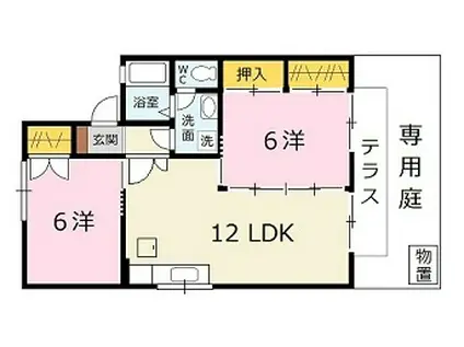 セジュール清水II B棟(2LDK/1階)の間取り写真