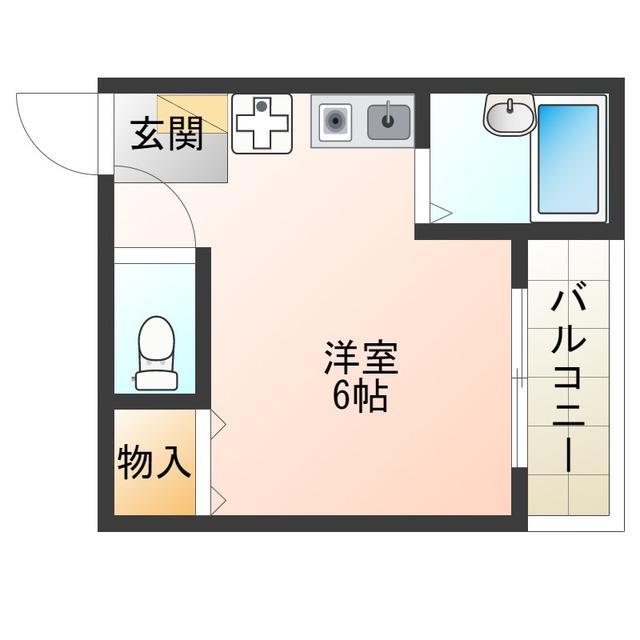 CREST(ワンルーム/3階)の間取り写真