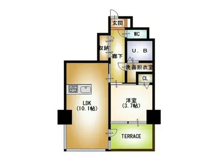フェリシア東万代(1LDK/5階)の間取り写真