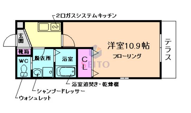 GREEN KNOLLS TAKADA(1K/1階)の間取り写真