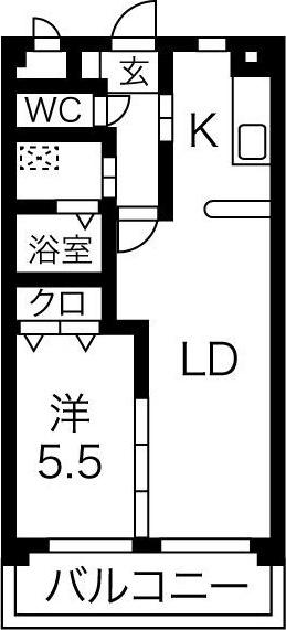 ピースフルムーン(1LDK/2階)の間取り写真