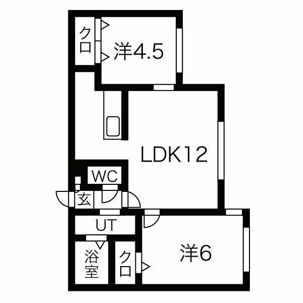 ラ・シュエット発寒(2LDK/4階)の間取り写真