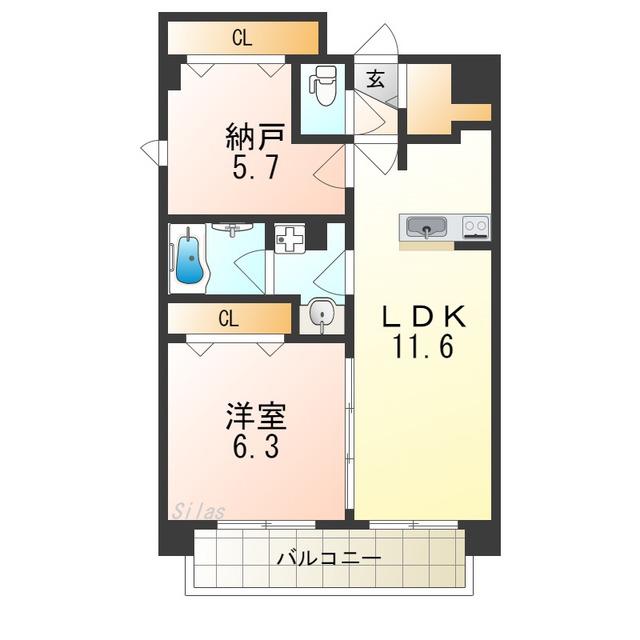 GROOVE堺東レジデンス(2LDK/7階)の間取り写真