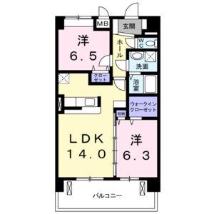プラジュ千種(2LDK/5階)の間取り写真