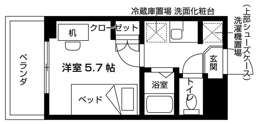 ロータス西千葉(1K/4階)の間取り写真