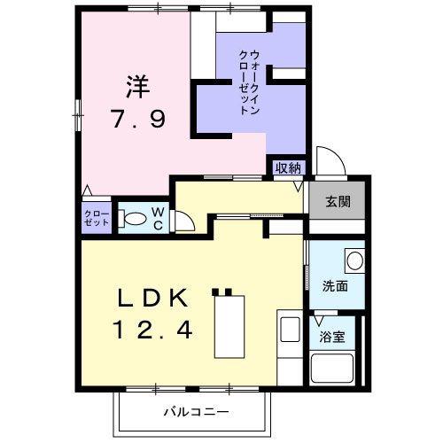 グリーングラス A棟(1LDK/2階)の間取り写真