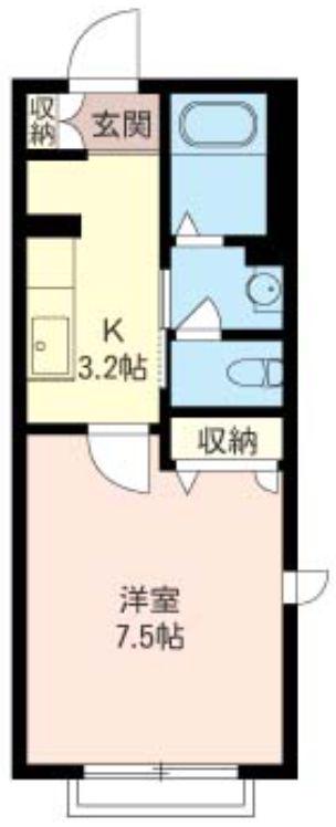 ソレーユ船橋(1K/1階)の間取り写真