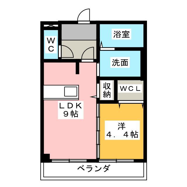 パレット名塚(1LDK/2階)の間取り写真