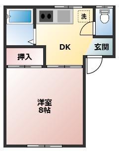 リズ21(1DK/2階)の間取り写真