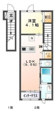 スカイ ティーナ(1LDK/2階)の間取り写真