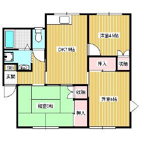 コーポ蘭CD(3DK/2階)の間取り写真