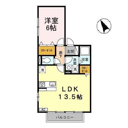 セジュール・ウィスタリア(1LDK/1階)の間取り写真
