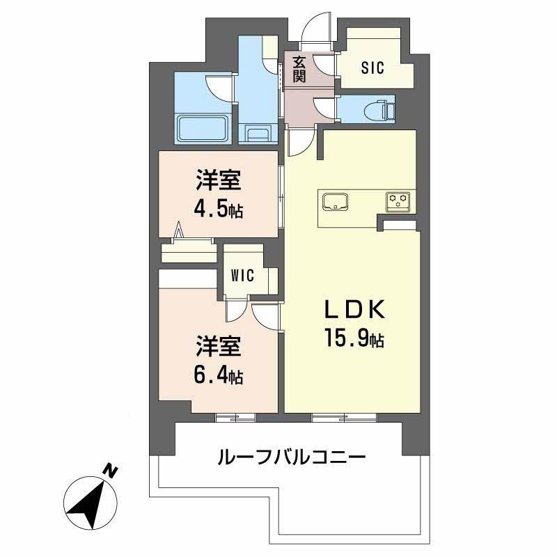 リビエナ グラン 新梅田(2LDK/3階)の間取り写真