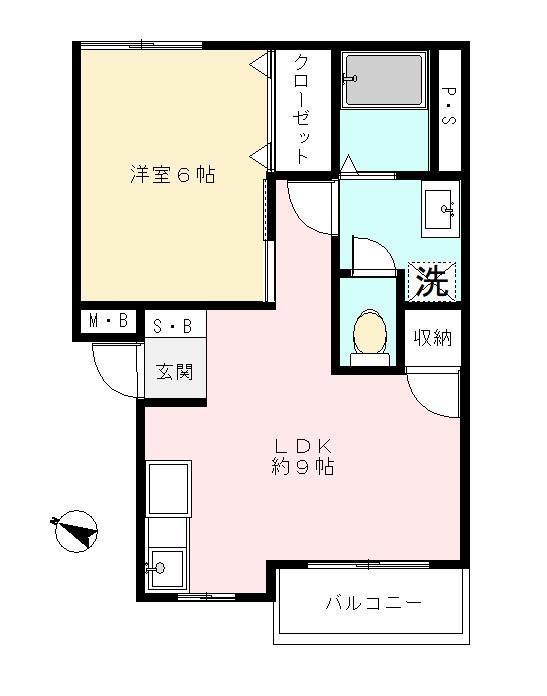 藤和マンション(1LDK/2階)の間取り写真