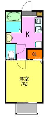 VILLA末広 I(1K/2階)の間取り写真