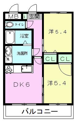 アンクレージュ光の森東(2DK/3階)の間取り写真