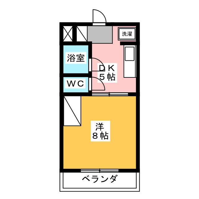 フレッシュグリーン(1DK/2階)の間取り写真