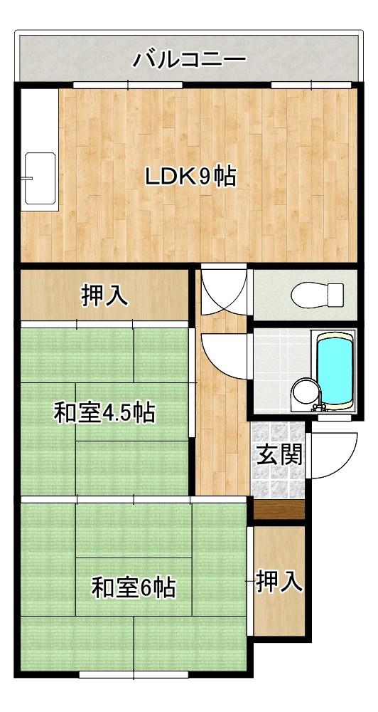 富士見ビル(2LDK/5階)の間取り写真