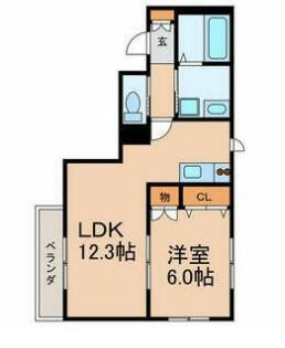 LIBERTY(1LDK/1階)の間取り写真
