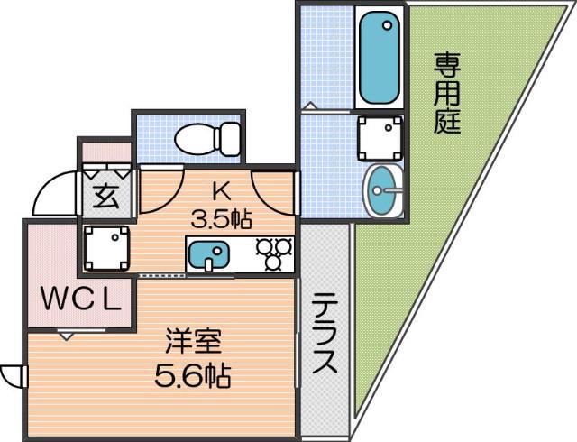 セピアコート住吉東(1K/1階)の間取り写真