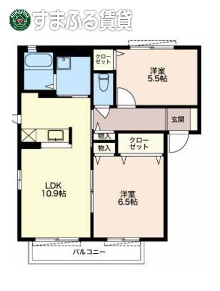 ボナール華(2LDK/1階)の間取り写真
