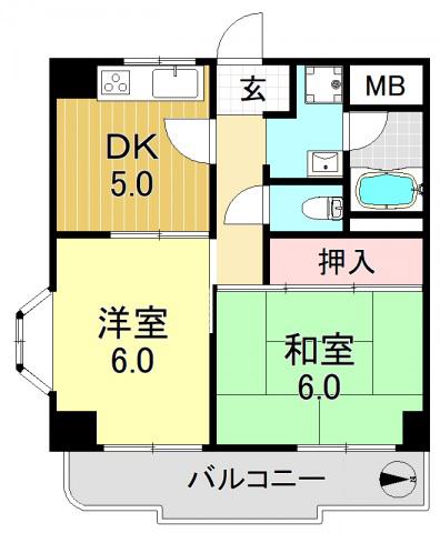 メゾンクレール(2DK/7階)の間取り写真