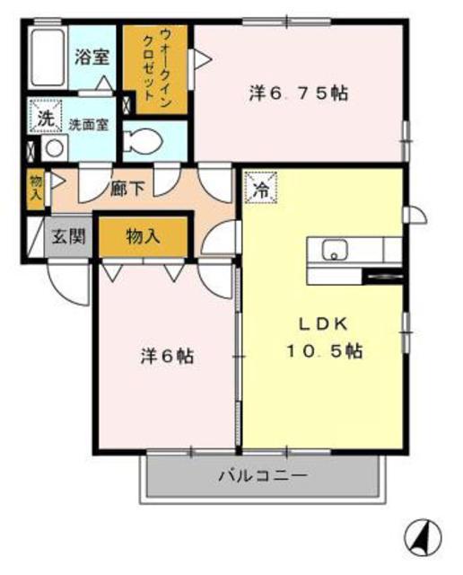 コンフォート弐番館(2LDK/1階)の間取り写真