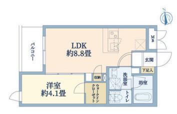 ウェルスクエア都島中通(1LDK/2階)の間取り写真