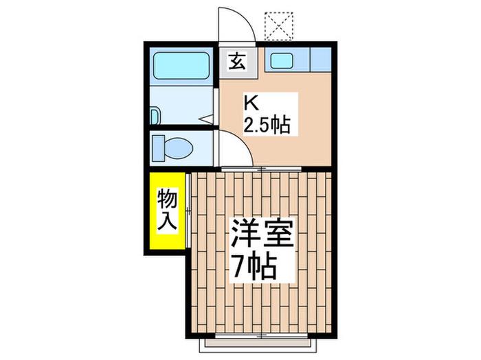 加賀ハイツC(1K/2階)の間取り写真
