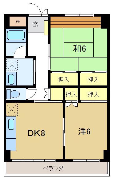 VERDY下小鯖(2DK/4階)の間取り写真