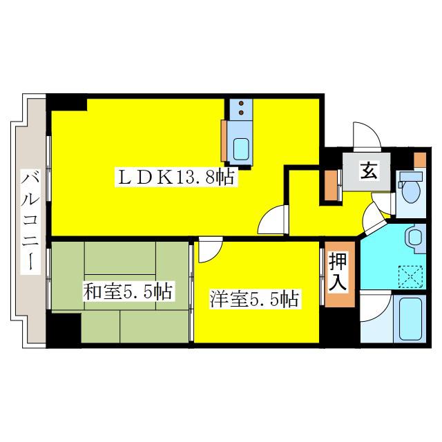 ラークマンション桂台(2LDK/3階)の間取り写真
